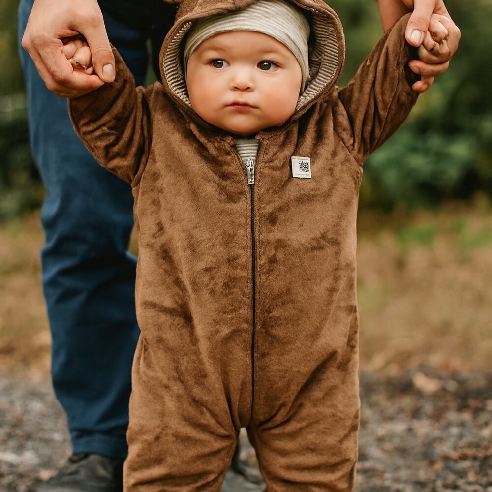 Carters Baby Bunting Outwear Hooded Footed Zip Up Brown Moose Reindeer 6M Plush